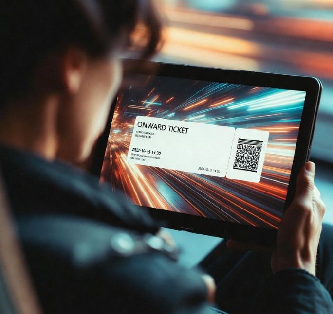 dynamic onward ticket preview on a laptop